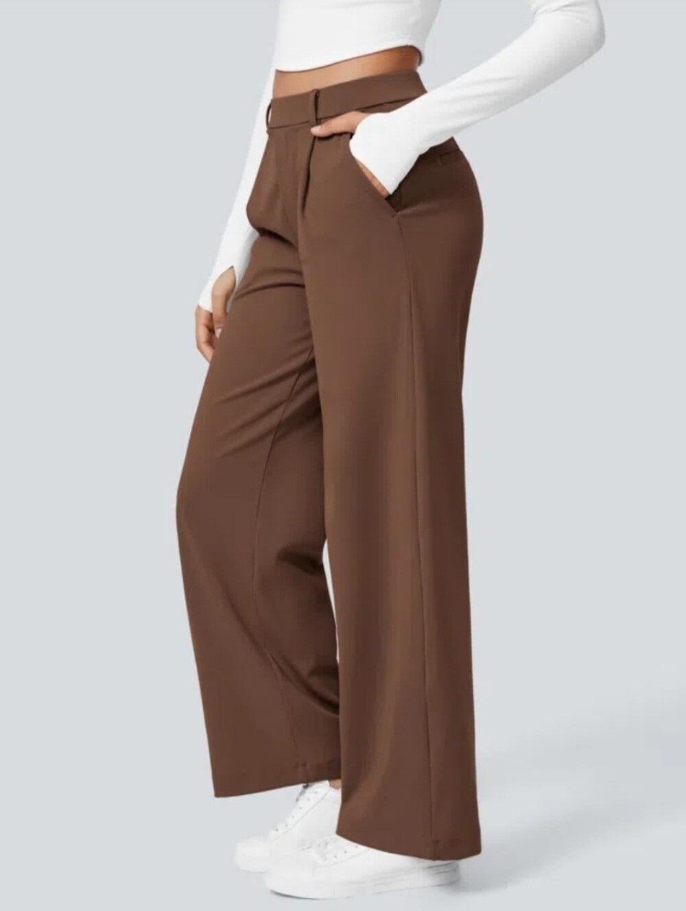 HALARA Chocolate BROWN Wide-Leg High-Waist Trousers Size L  Bundle 3/$50